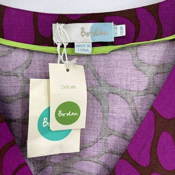 Boden Canterbury Tunic Dress Mini Faux Wrap V-Neck Purple Women US 8 Regular - Picture 14 of 15
